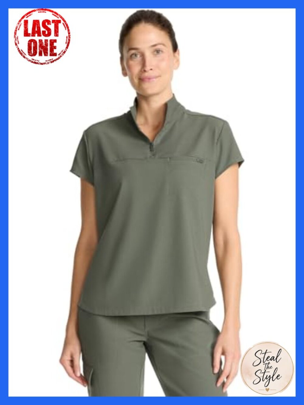 Healing Hands Quest Scrub Top Women Zip Stand Collar 360 Stretch